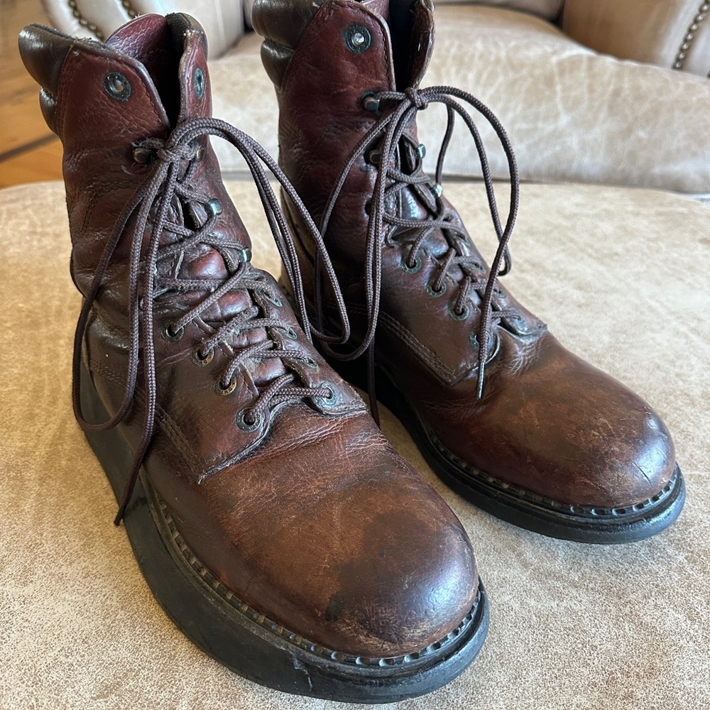 Vintage Red Wing Shoes Dark Brown Leather Boots work 9